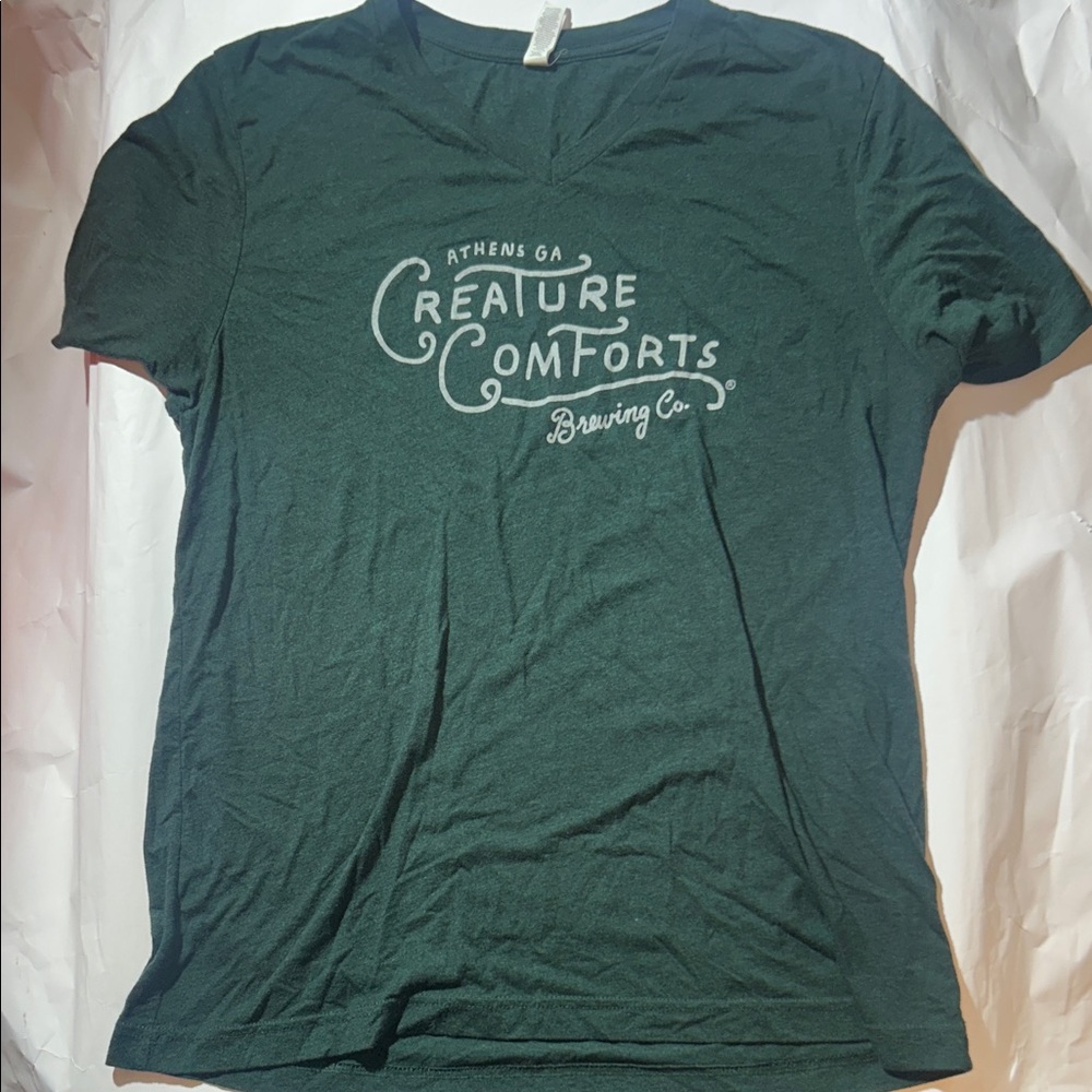 Creature Comforts Brewing Co. Athens, GA - Green Short Sleeve V-Neck Tee